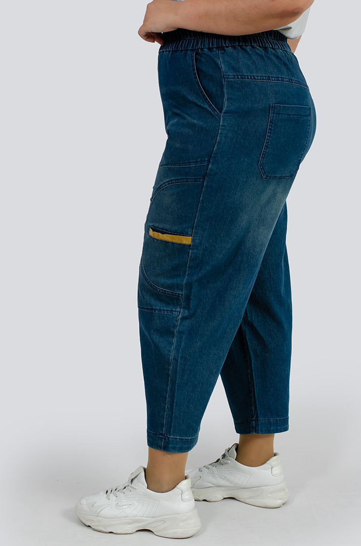 Джинси банани з декоративними кишенями великих розмірів