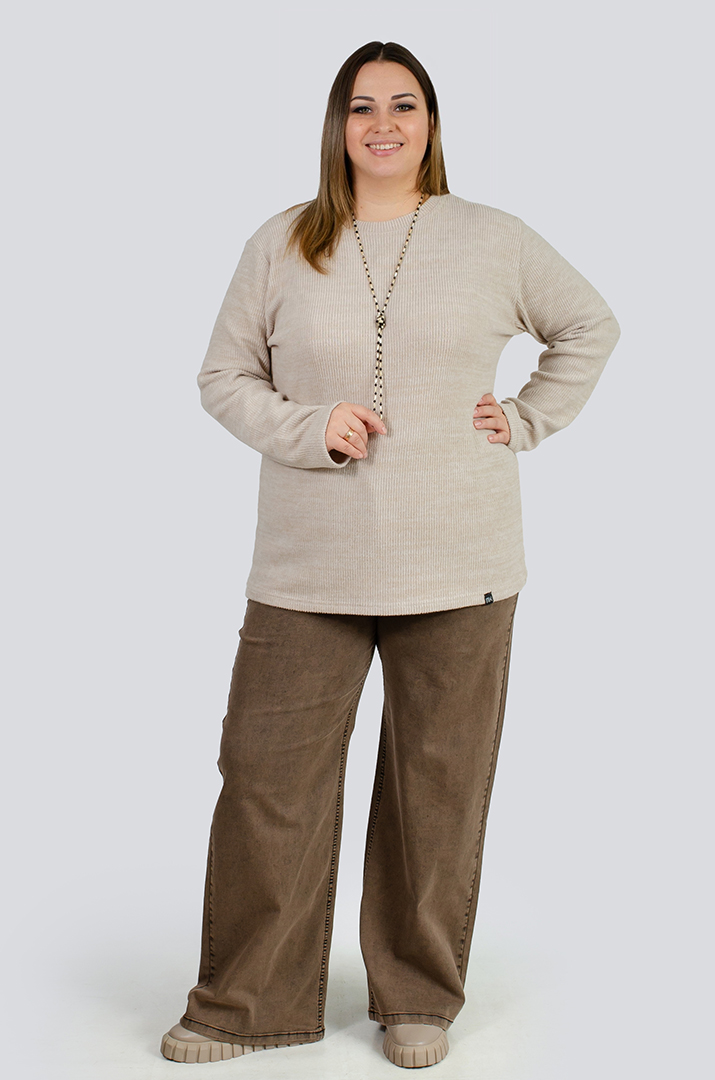 Теплий ангоровий джемпер в рубчик великих розмірів