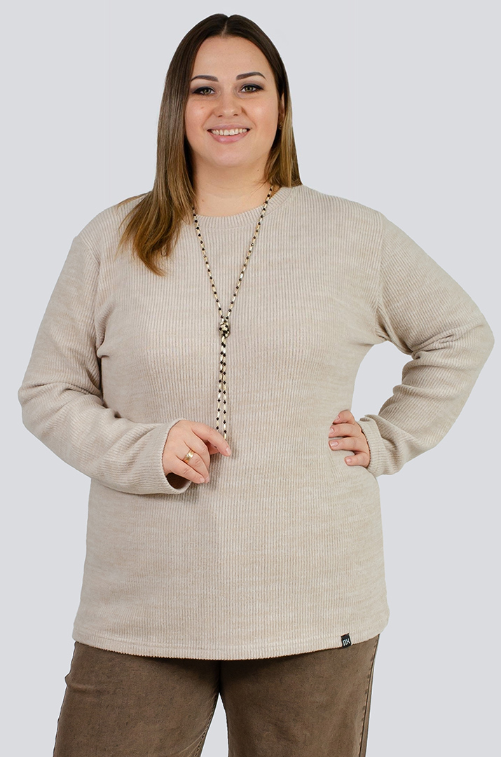 Теплий ангоровий джемпер в рубчик великих розмірів