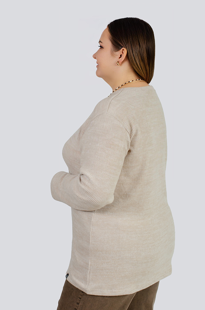 Теплий ангоровий джемпер в рубчик великих розмірів