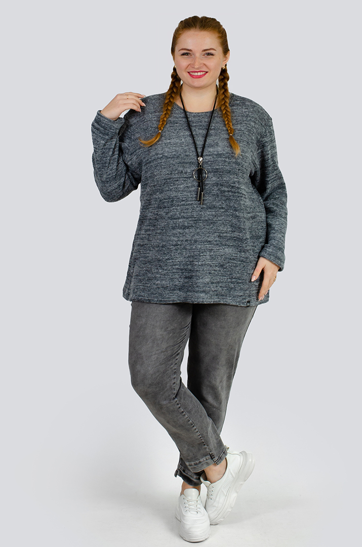 Теплий ангоровий джемпер в рубчик великих розмірів