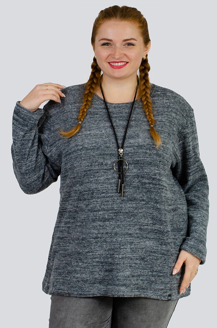 Теплий ангоровий джемпер в рубчик великих розмірів