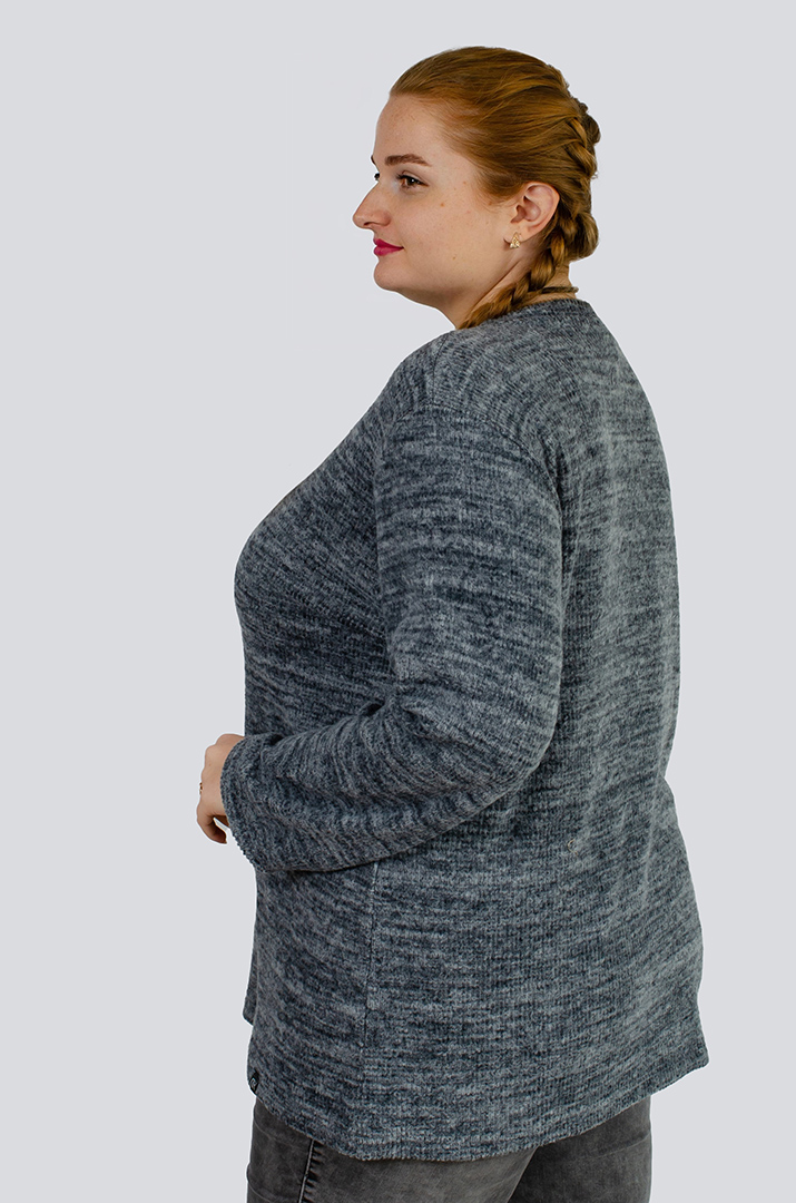 Теплий ангоровий джемпер в рубчик великих розмірів