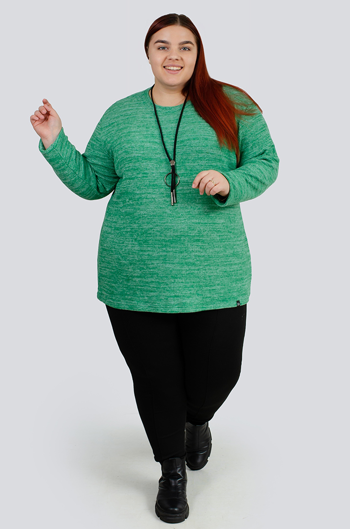 Теплий ангоровий джемпер в рубчик великих розмірів