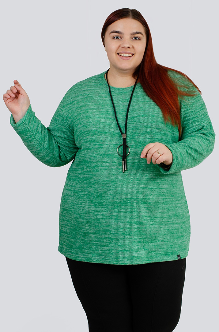 Теплий ангоровий джемпер в рубчик великих розмірів