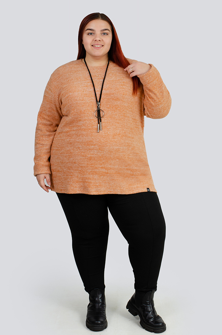 Теплий ангоровий джемпер в рубчик великих розмірів