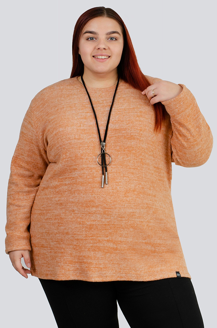 Теплий ангоровий джемпер в рубчик великих розмірів