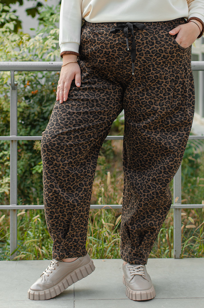 Джинси банани в леопардовий принт великих розмірів