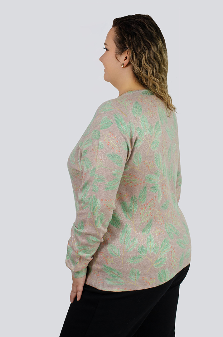 Джемпер с растительным принтом больших размеров