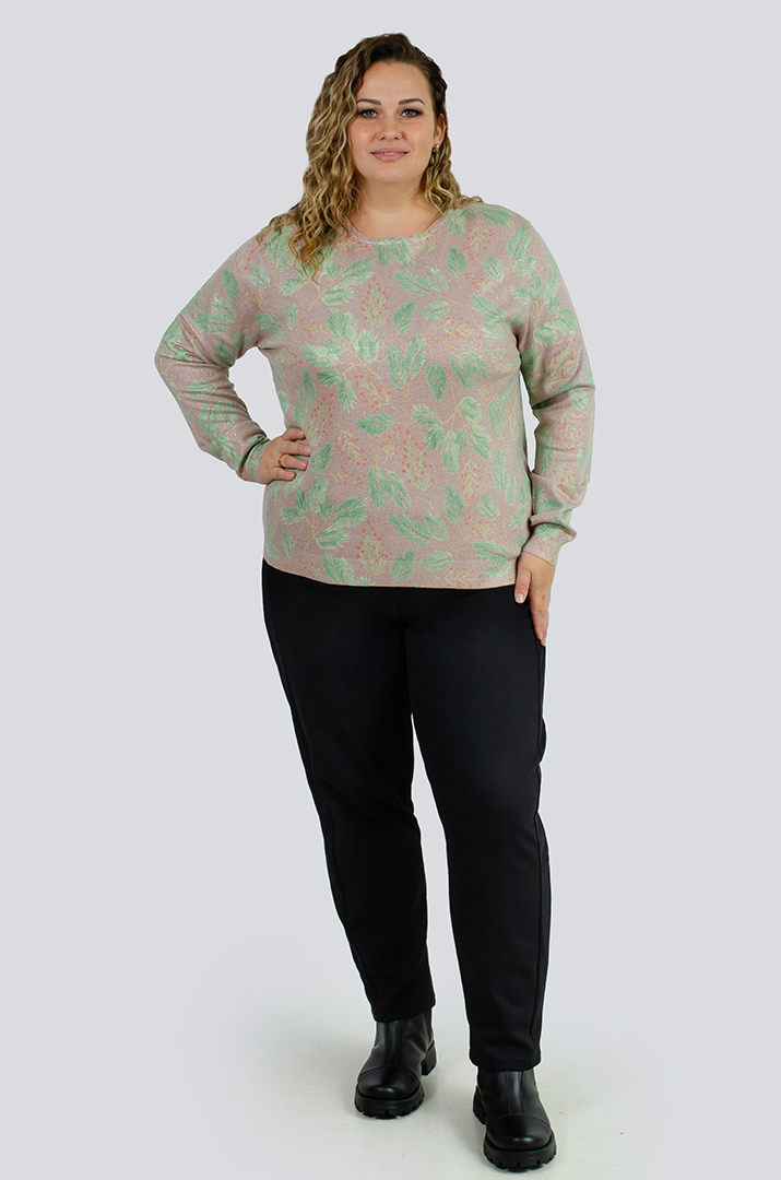 Джемпер с растительным принтом больших размеров