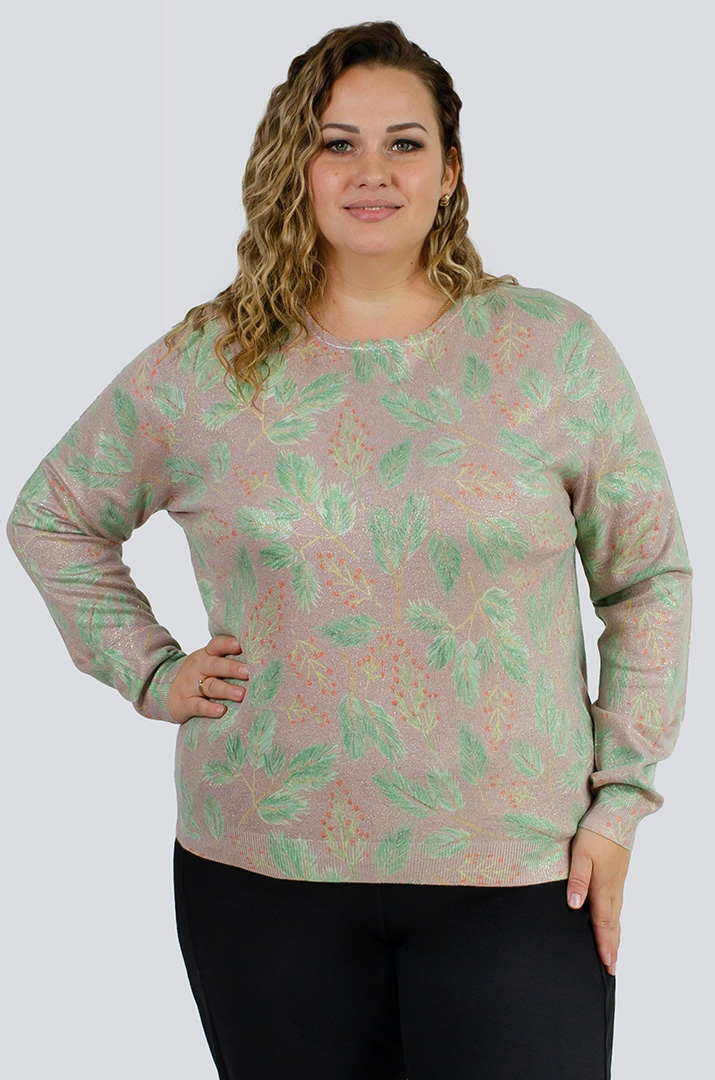 Джемпер с растительным принтом больших размеров