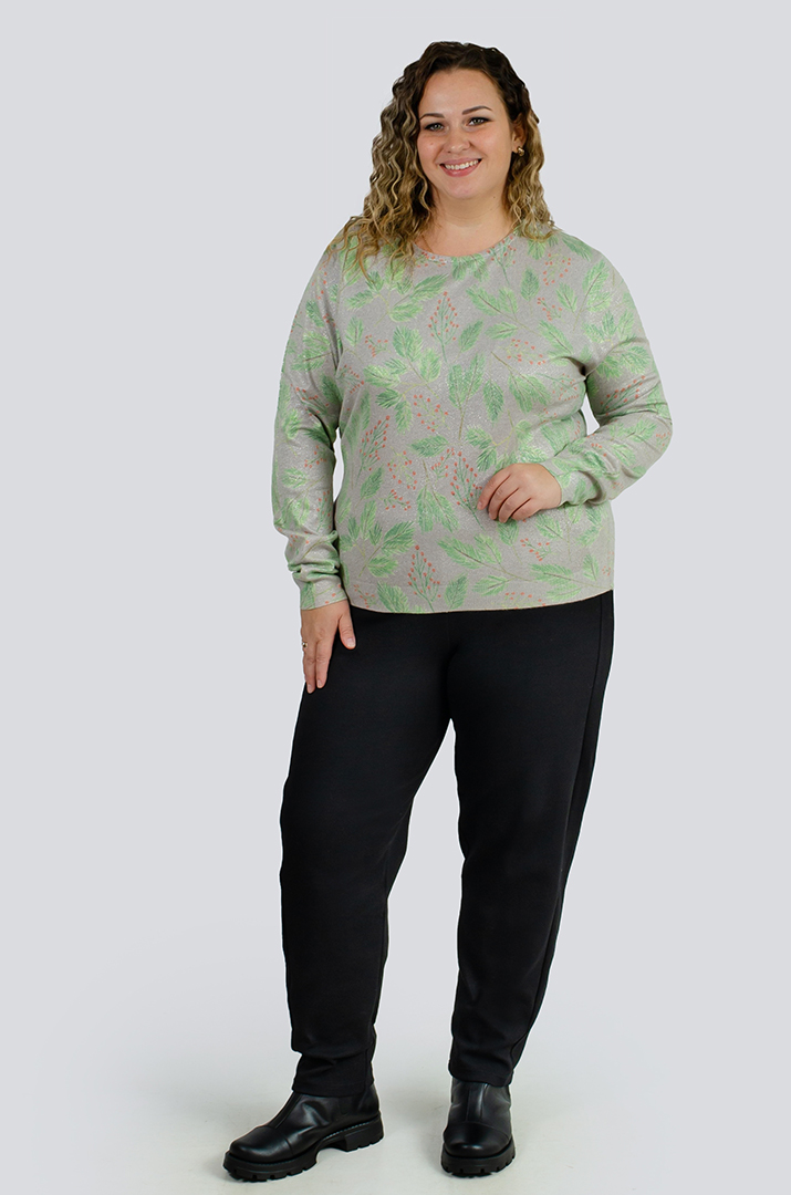 Джемпер с растительным принтом больших размеров