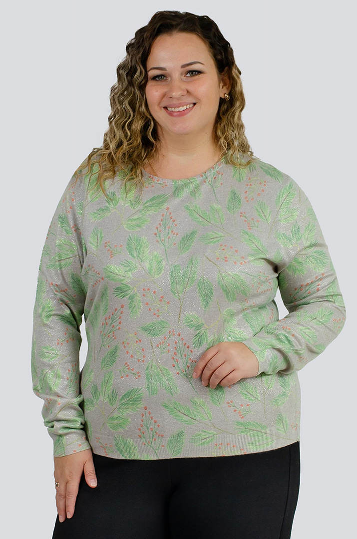 Джемпер с растительным принтом больших размеров