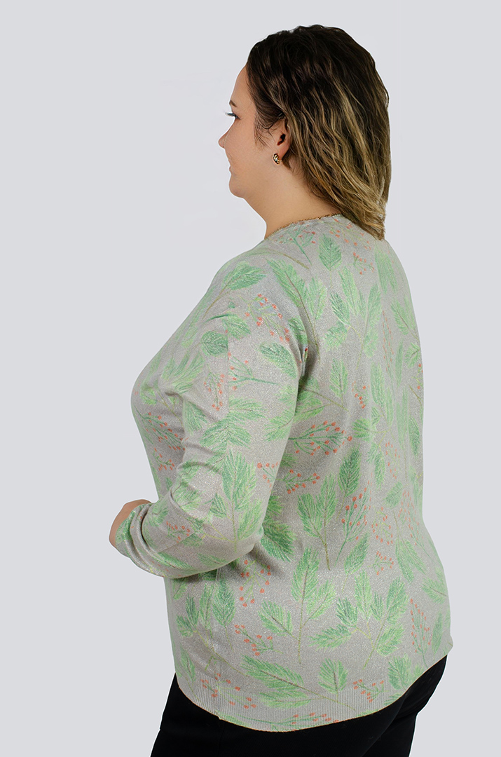 Джемпер с растительным принтом больших размеров