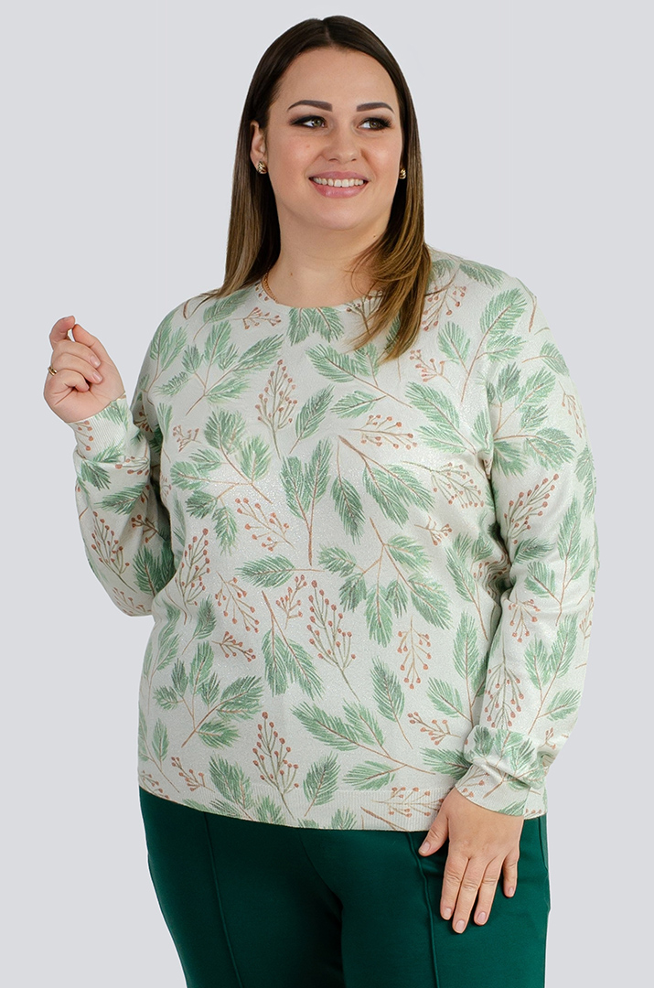 Джемпер с растительным принтом больших размеров