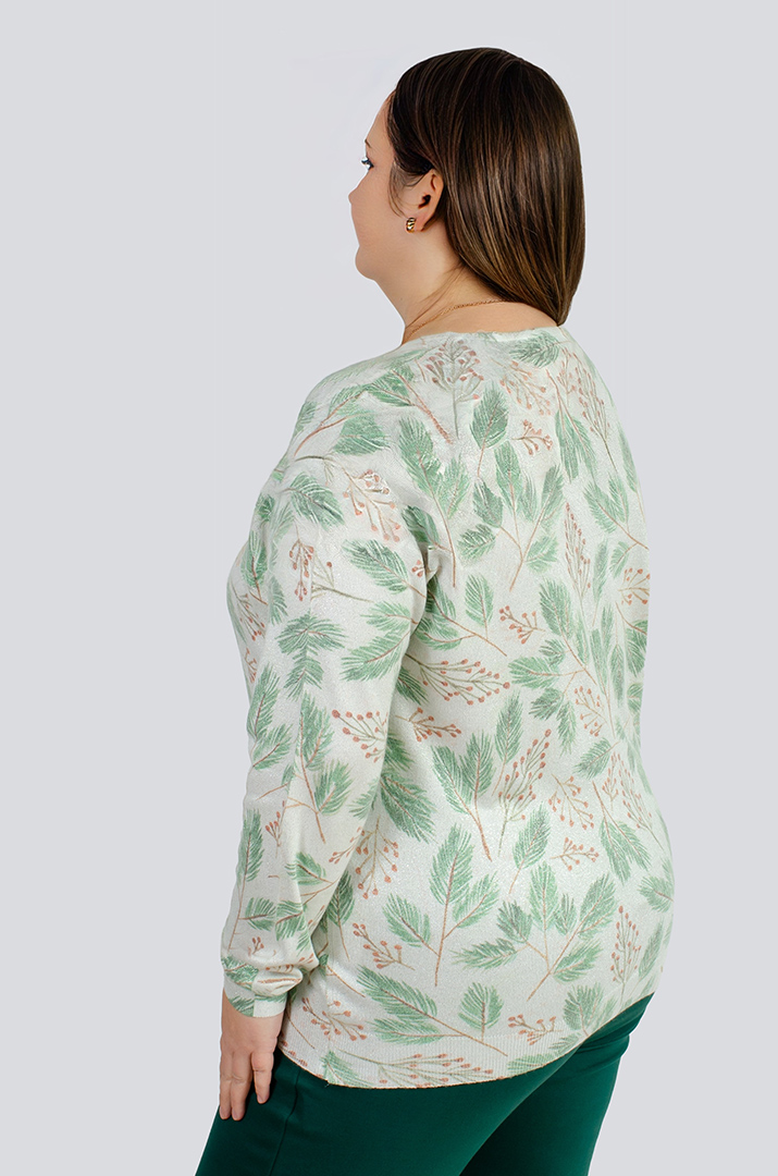 Джемпер с растительным принтом больших размеров