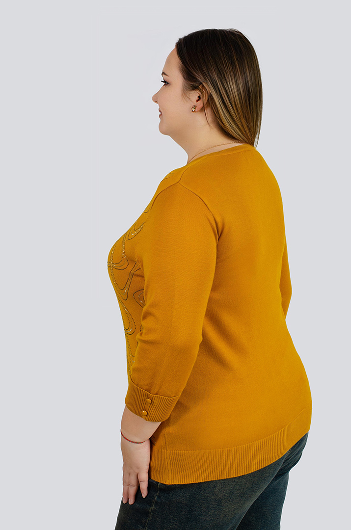 Джемпер в узор из стразов больших размеров