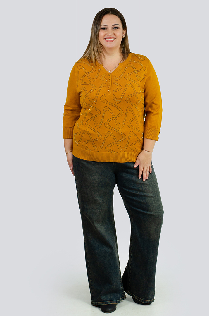 Джемпер в узор из стразов больших размеров