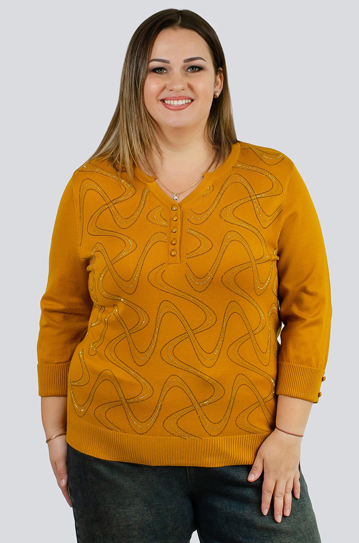 Джемпер в узор из стразов больших размеров