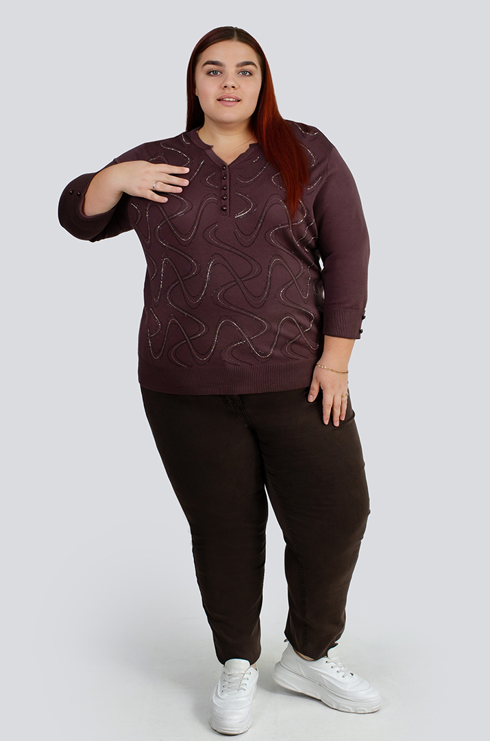 Джемпер в узор из стразов больших размеров