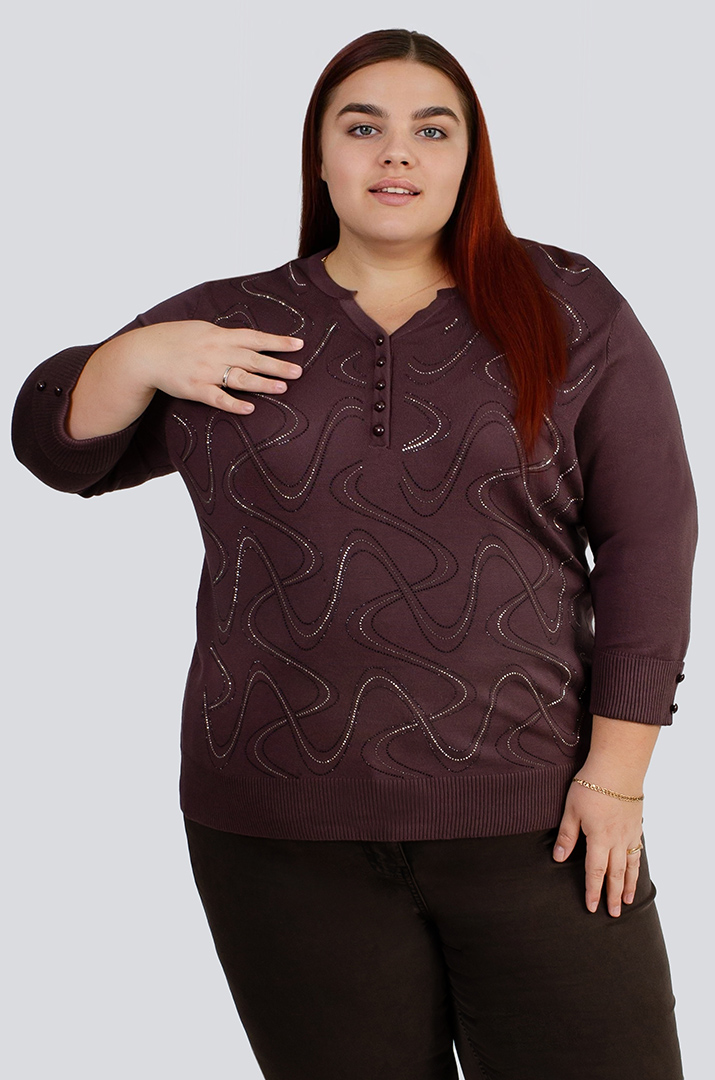 Джемпер в узор из стразов больших размеров