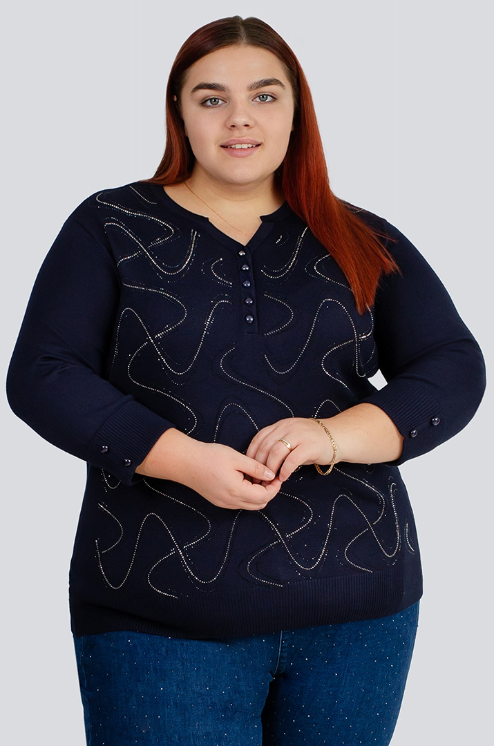 Джемпер в узор из стразов больших размеров