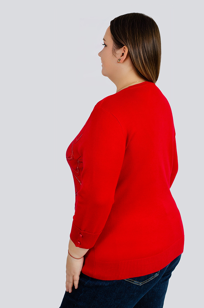 Джемпер в узор из стразов больших размеров