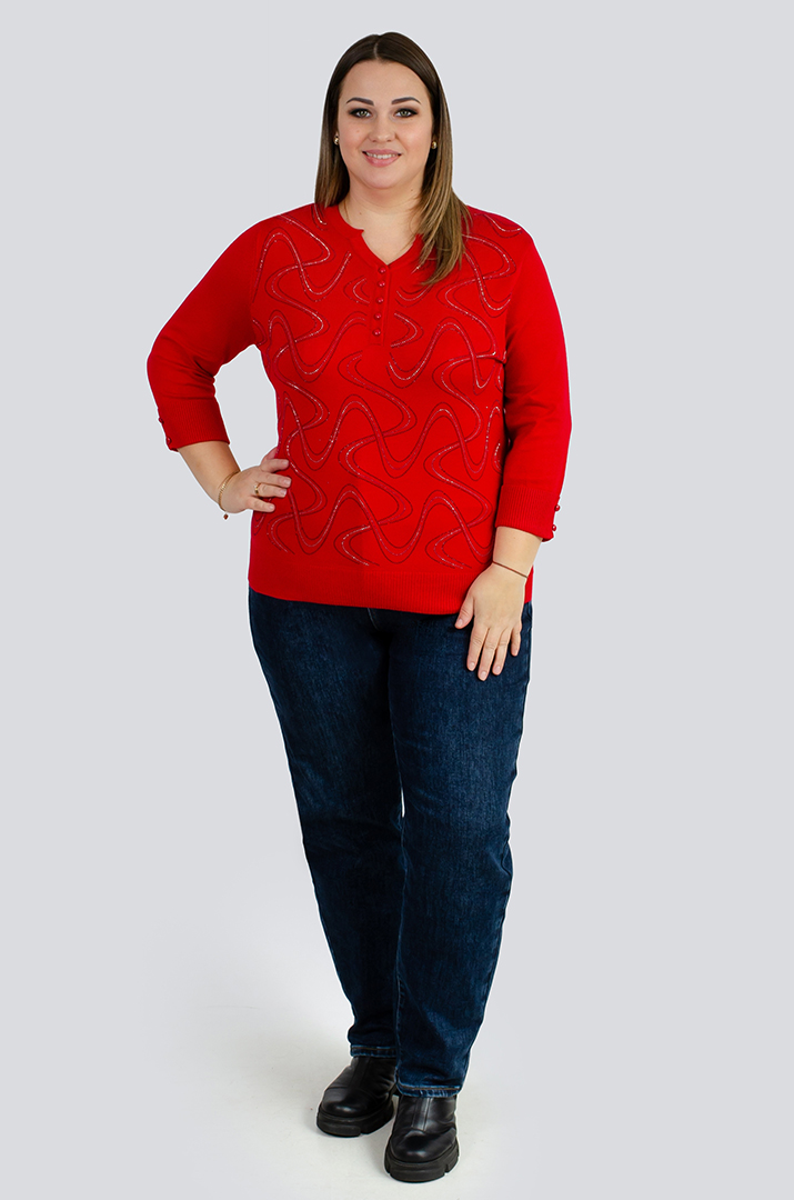 Джемпер в узор из стразов больших размеров