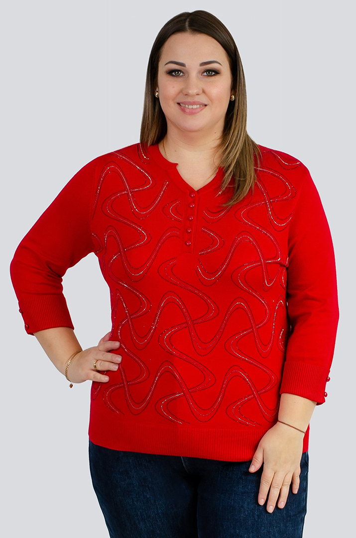 Джемпер в узор из стразов больших размеров