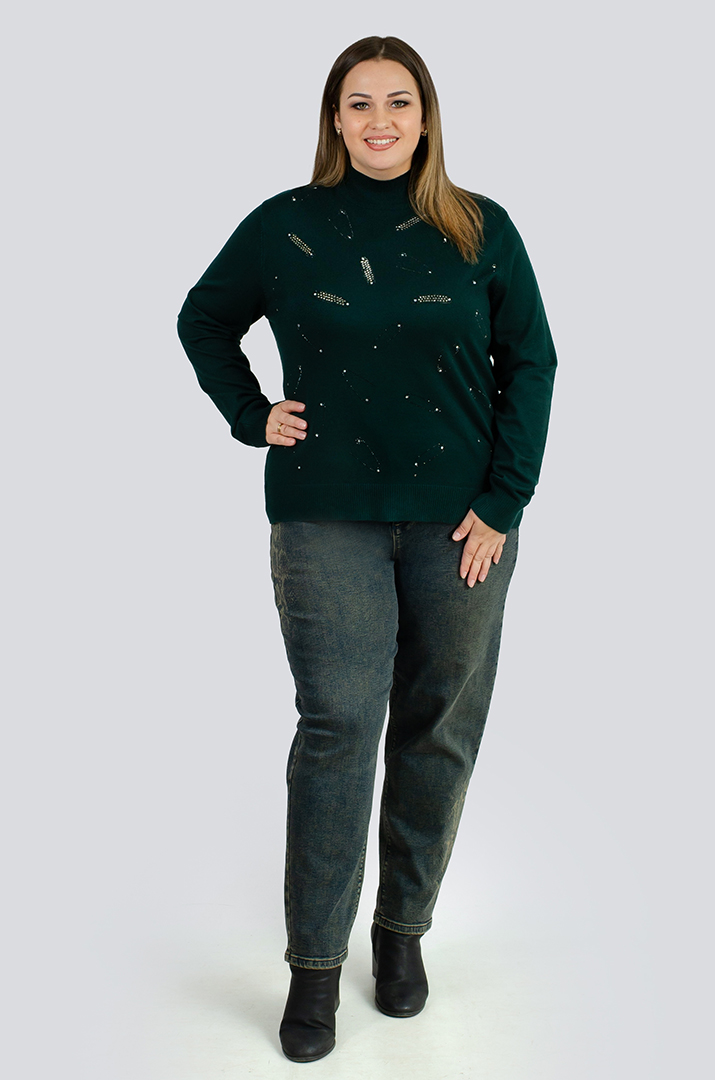 Джинси з принтом та поясом великих розмірів