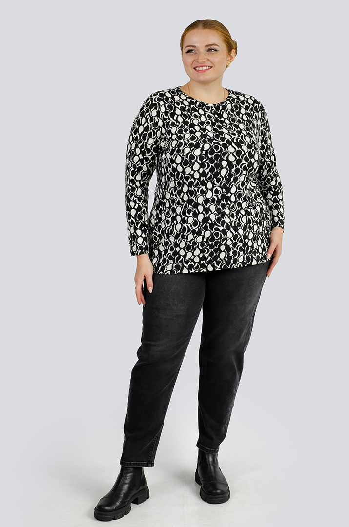 Джинси з принтом та поясом великих розмірів