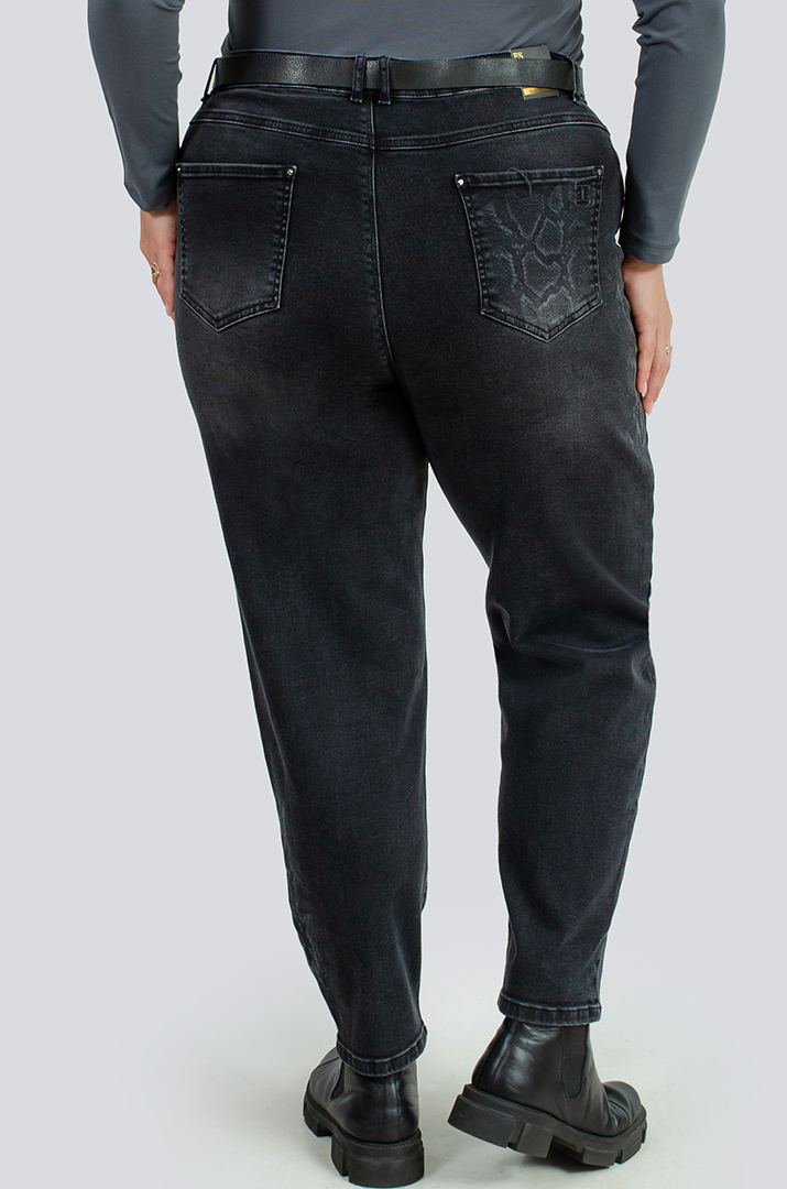 Джинси з принтом та поясом великих розмірів