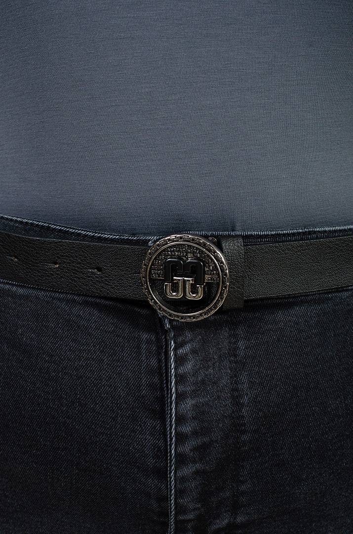 Джинси з принтом та поясом великих розмірів