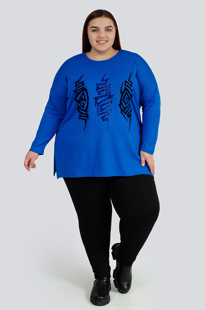 Джемпер в горизонтальную полоску со стразами больших размеров