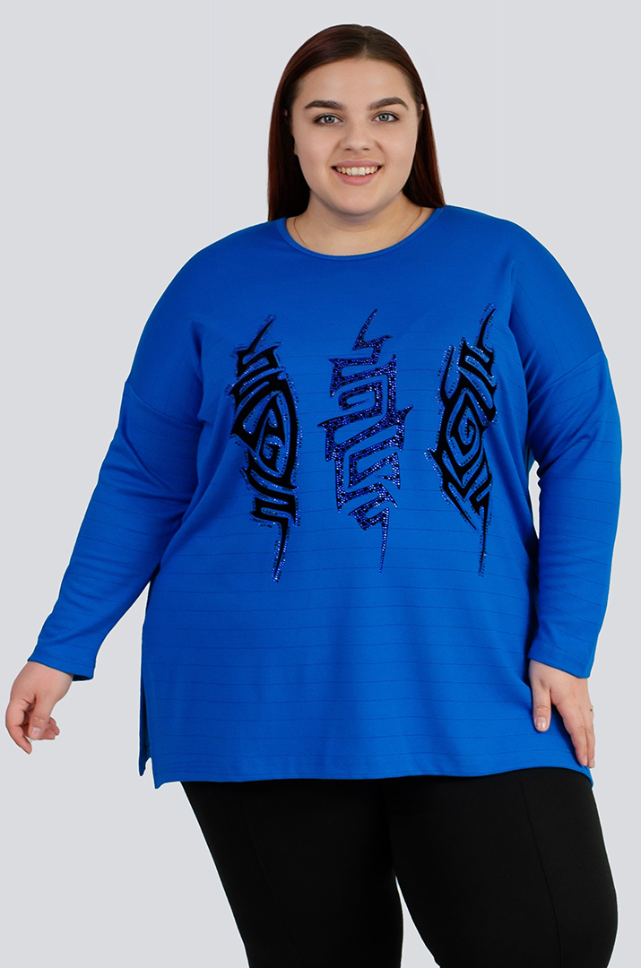 Джемпер в горизонтальную полоску со стразами больших размеров