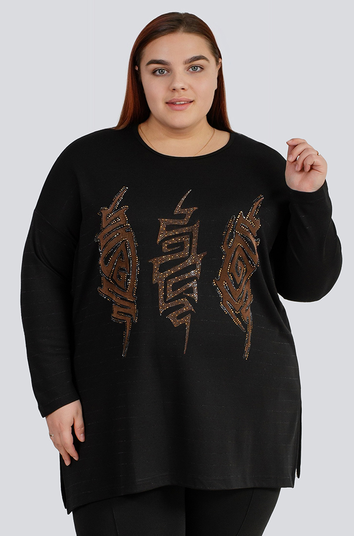 Джемпер в горизонтальную полоску со стразами больших размеров