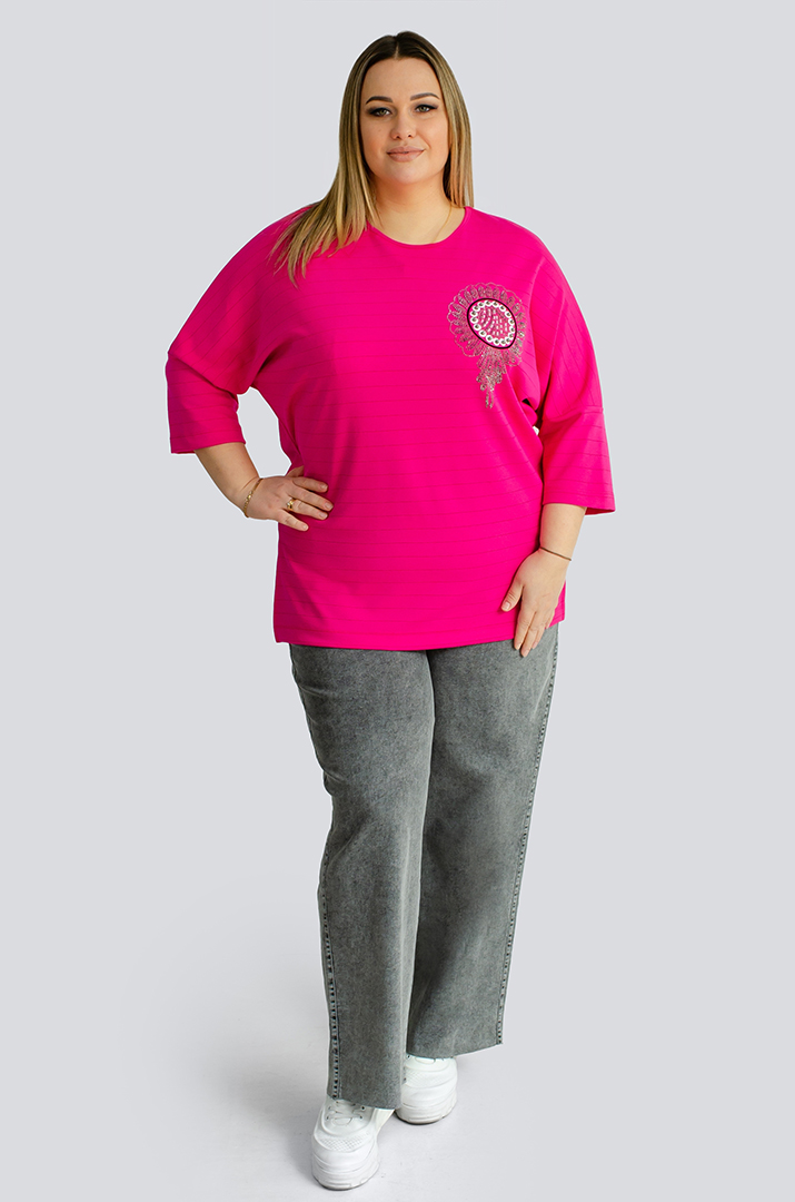 Джемпер трикотажный в полоску больших размеров