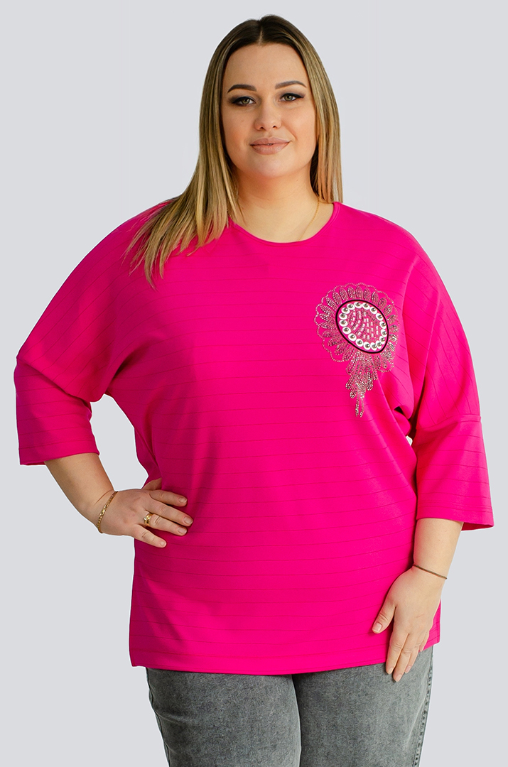 Джемпер трикотажный в полоску больших размеров