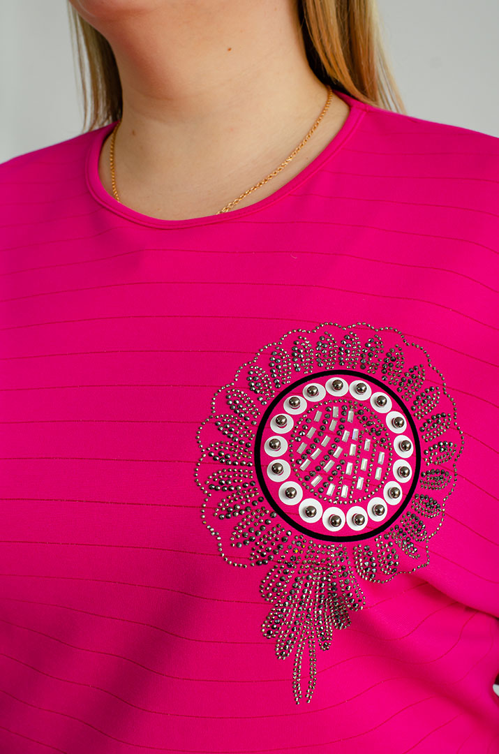 Джемпер трикотажный в полоску больших размеров