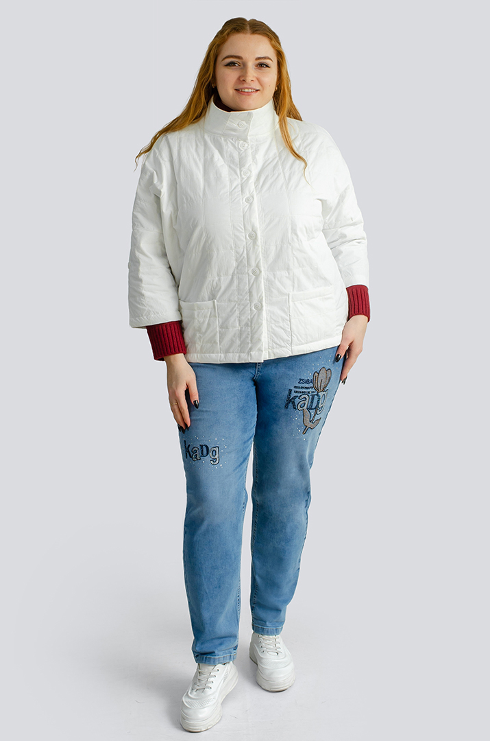 Джинси завужені з декором зі стразів великих розмірів