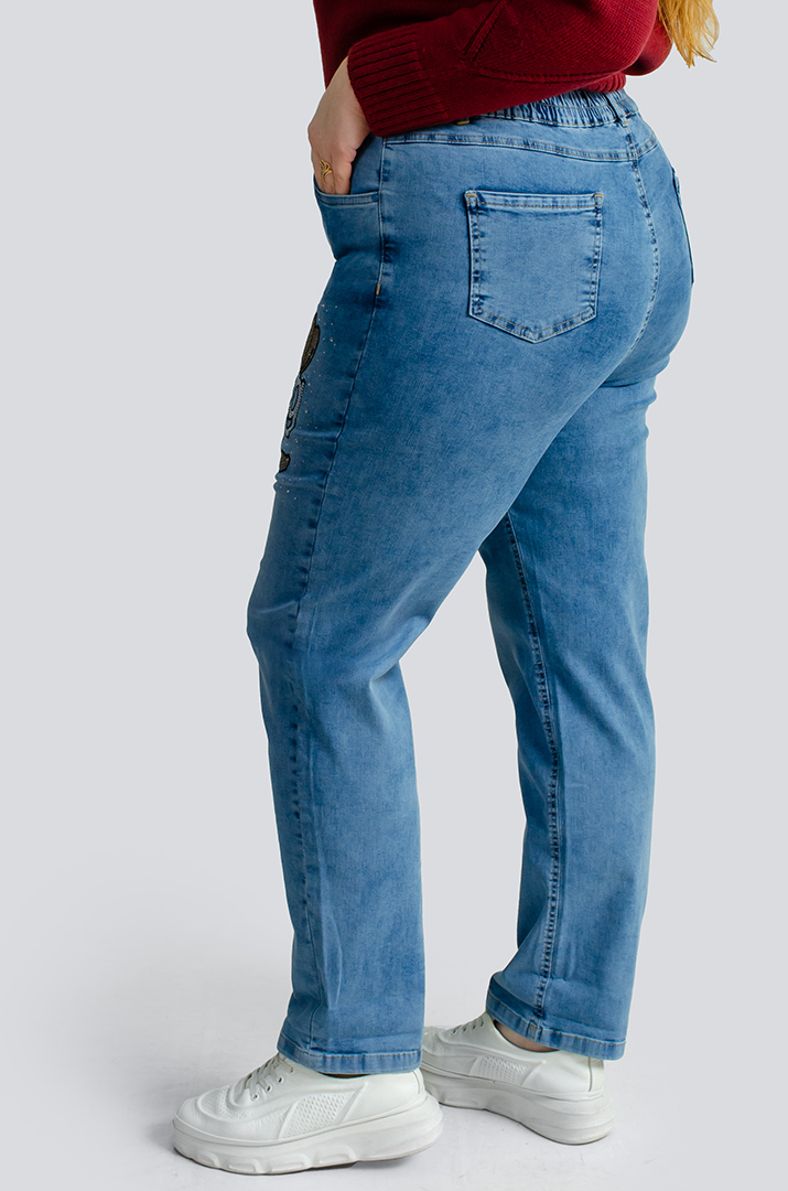 Джинси завужені з декором зі стразів великих розмірів