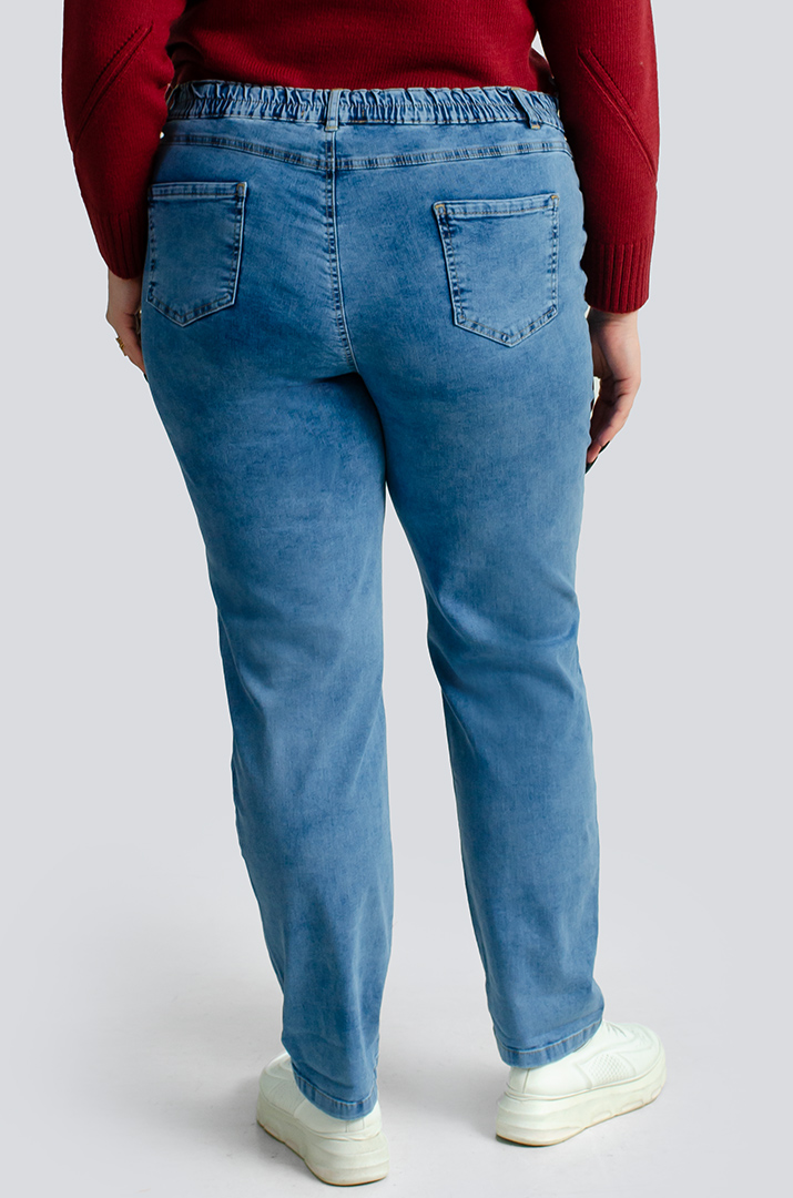 Джинси завужені з декором зі стразів великих розмірів