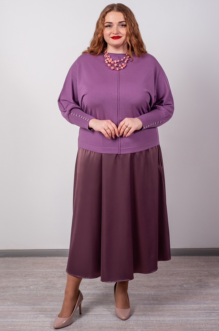 Джемпер короткий з декоративними намистинами на рукавах великих розмірів