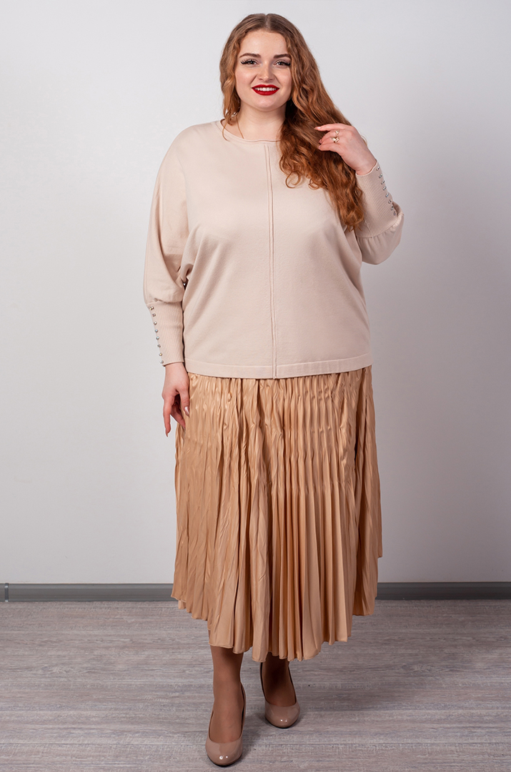 Джемпер короткий з декоративними намистинами на рукавах великих розмірів