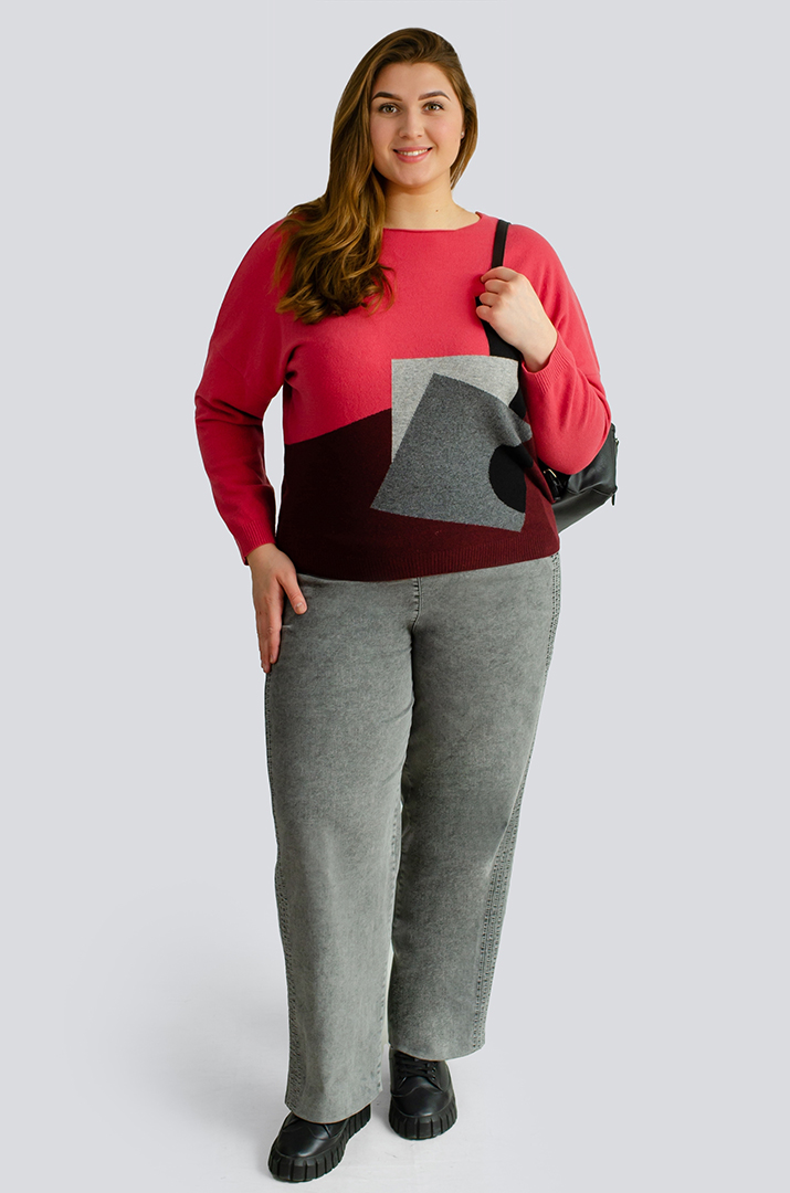 Яскравий в'язаний джемпер великих розмірів