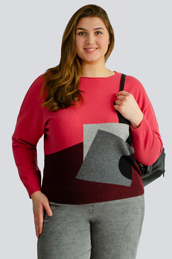 Яскравий в'язаний джемпер великих розмірів