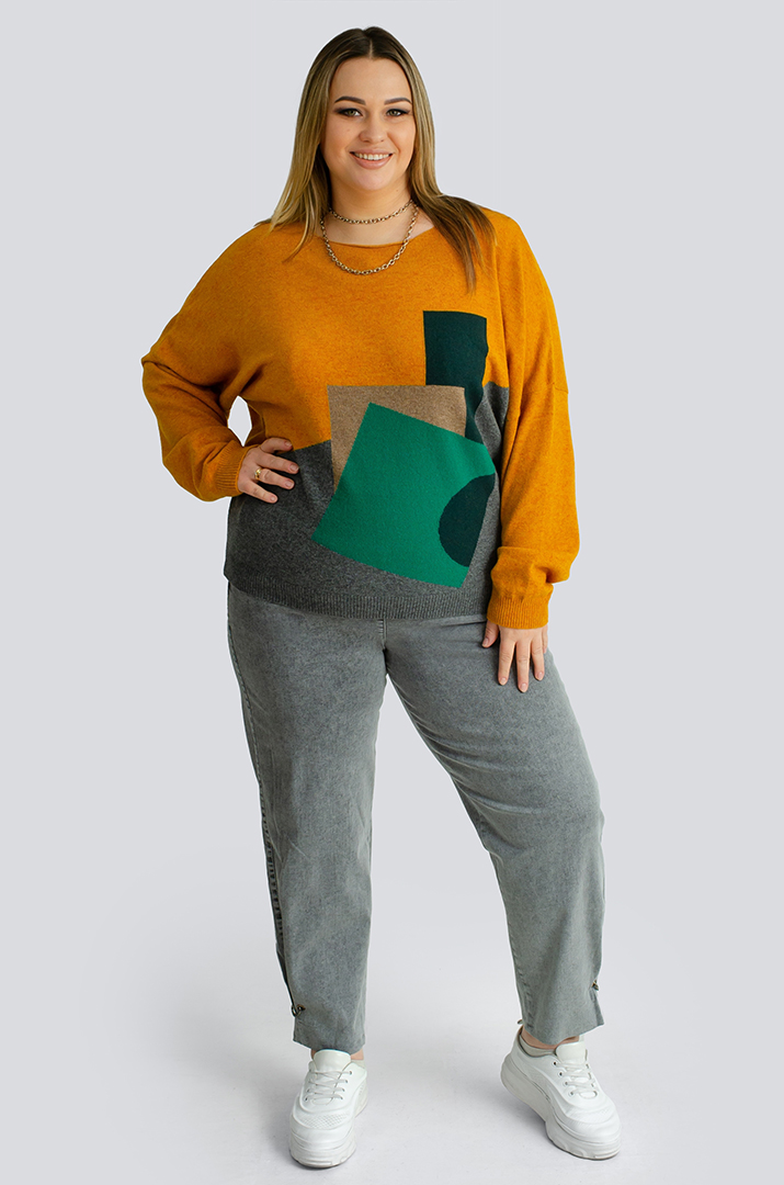 Яскравий в'язаний джемпер великих розмірів