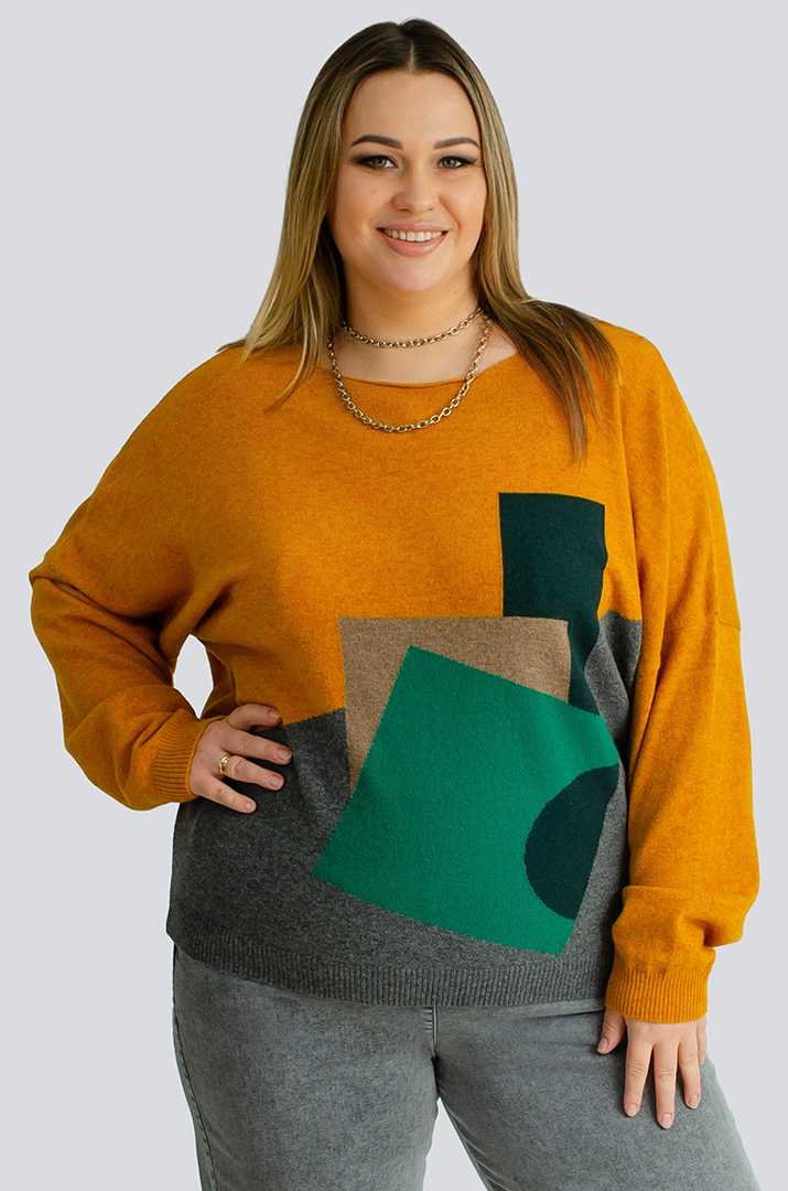 Яскравий в'язаний джемпер великих розмірів