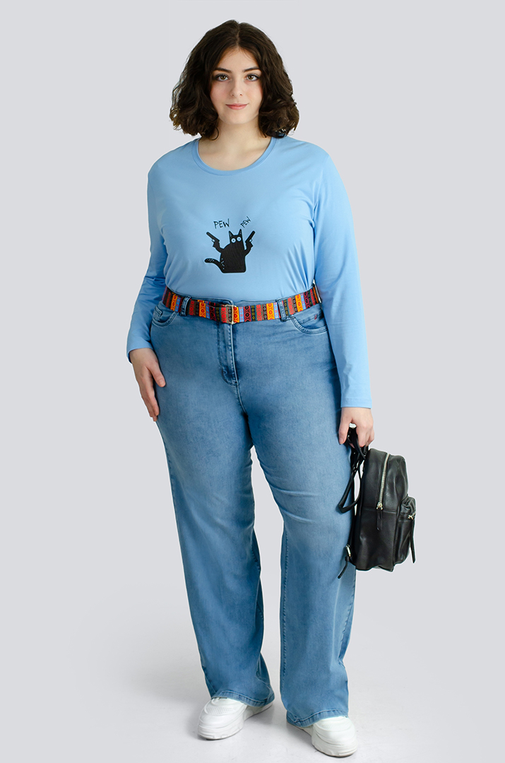 Джинси з яскравим поясом великих розмірів