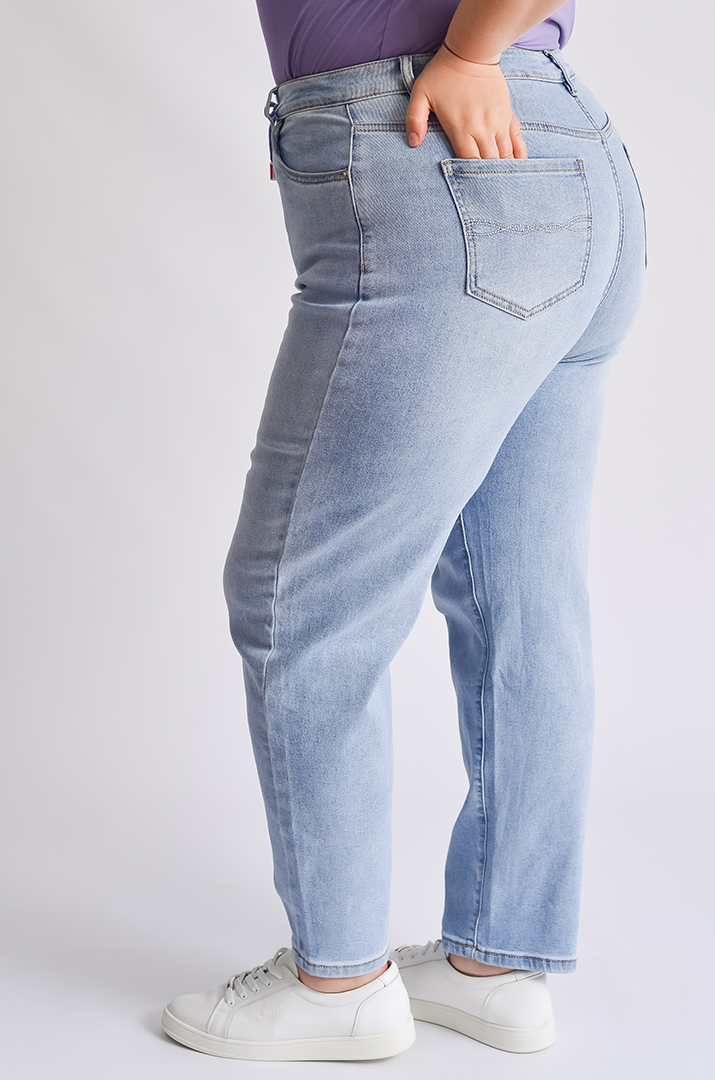 Джинсы 7/8 с поясом-шнурком больших размеров